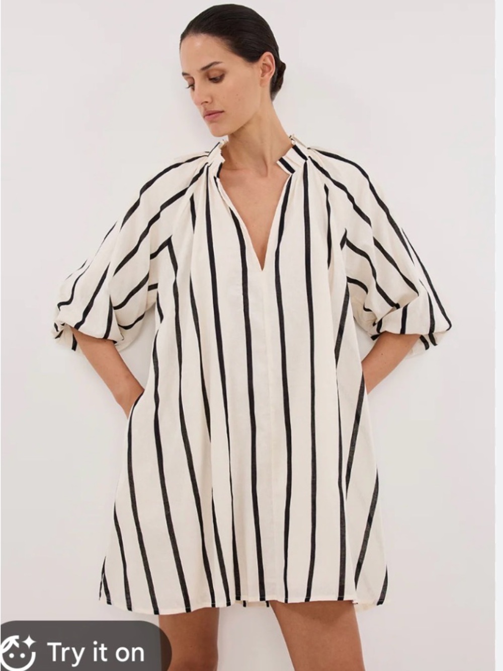 DISSH Cream and Black Striped Dress